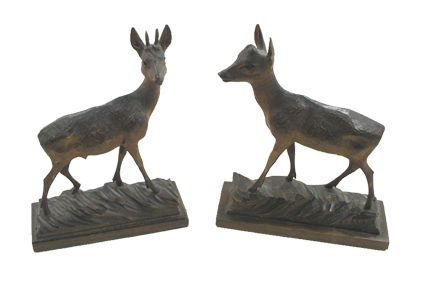 Fine Pair of Victorian Black Forest Carved Deer